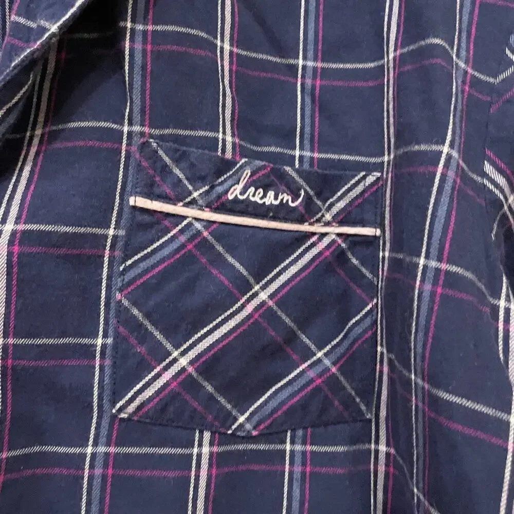 Victoria's Secret Sleepwear Womens Medium Blue Plaid PJ Top Check - Picture 4 of 4